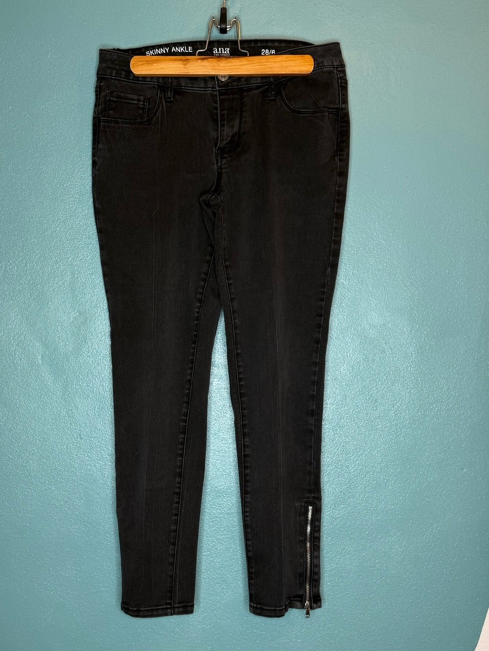 A.N.A. Black Skinny Jeans with Ankle Zipper